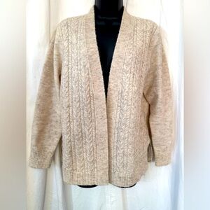 Croft & Barrows Women's Sz PM Cable Knit Casual Oatmeal Cardigan Sweater